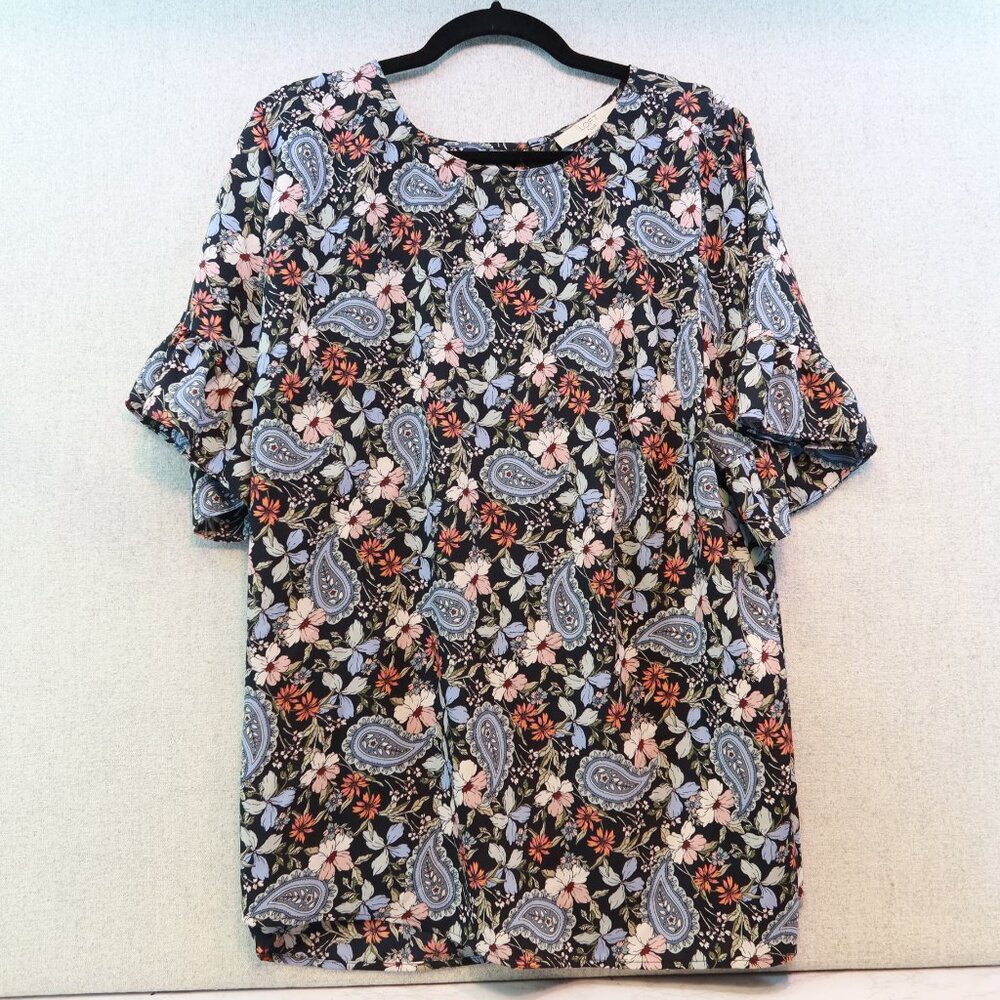 LOFT Swing Floral Paisley Short Sleeve Top, Plus Sz 20